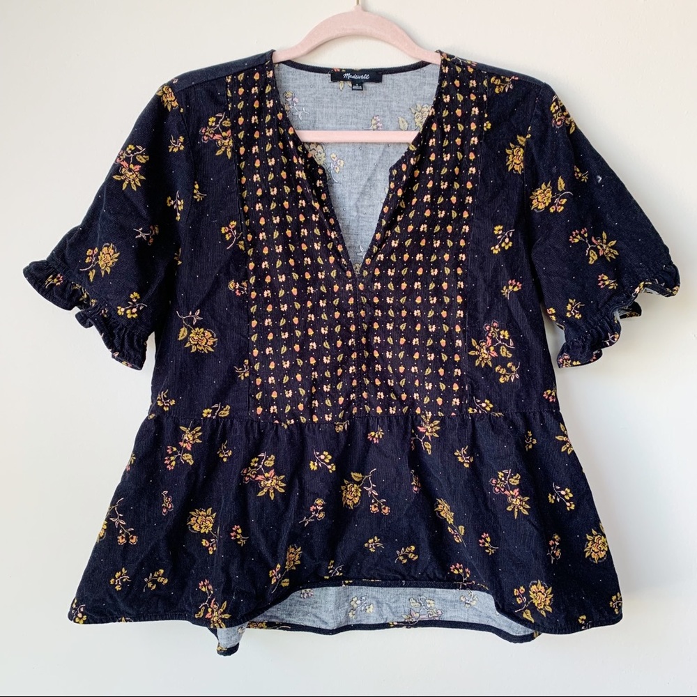 Madewell Corduroy Acorn Foulard Top Size Small